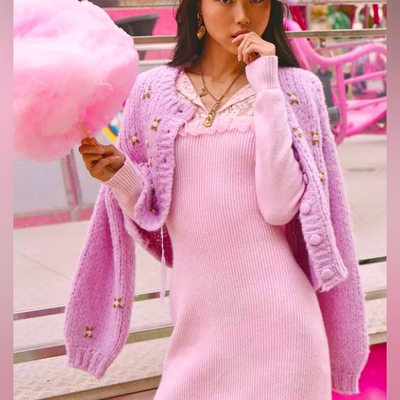 NWT LOVESHACKFANCY Emilie Floral Embellished Cardigan SZ SMALL - Picture 3 of 5